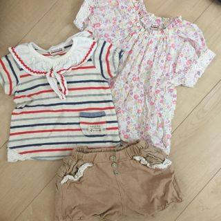 ブランシェス(Branshes)のブランシェス  マリン風トップス 花柄チュニック ショートパンツ3点セット(Tシャツ/カットソー)