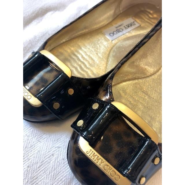 JIMMY CHOO(ジミーチュウ)の【JIMMY CHOO】 レオパード柄エナメル　フラットシューズ　35 1/2 レディースの靴/シューズ(バレエシューズ)の商品写真