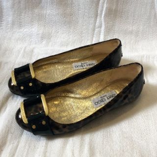 ジミーチュウ(JIMMY CHOO)の【JIMMY CHOO】 レオパード柄エナメル　フラットシューズ　35 1/2(バレエシューズ)