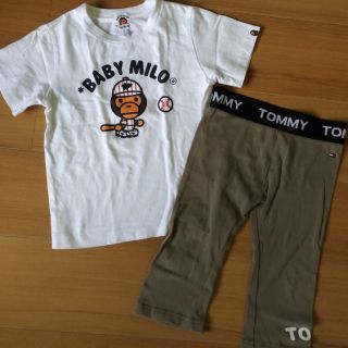 アベイシングエイプ(A BATHING APE)のBAPE KIDS Ｔ と TOMMY HILFIGER スパッツ セット(Tシャツ/カットソー)