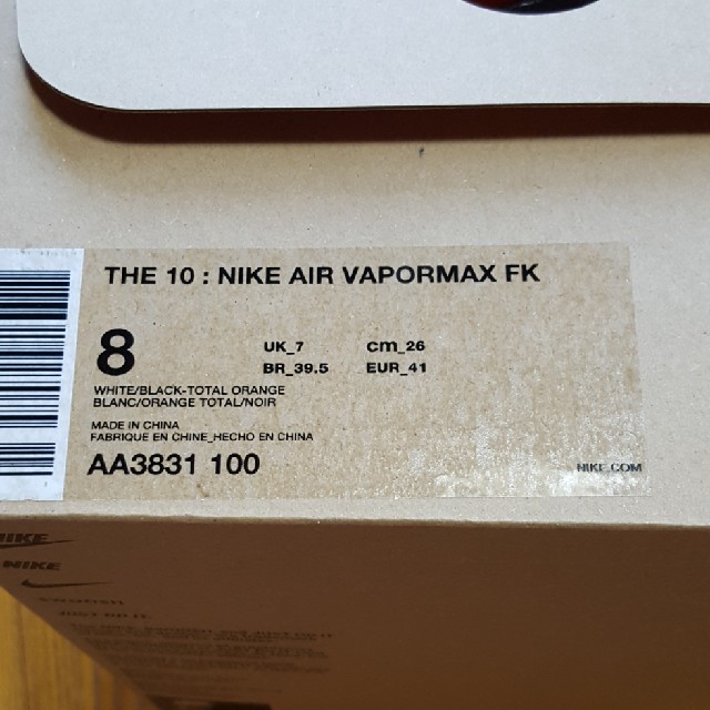 NIKE(ナイキ)の26cm THE TEN NIKE AIR VAPORMAX OFF WHITE メンズの靴/シューズ(スニーカー)の商品写真