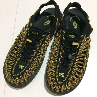 キーン(KEEN)のKEEN キーン編みレースアップサンダル メンズUS10 28.0 ブラック(サンダル)