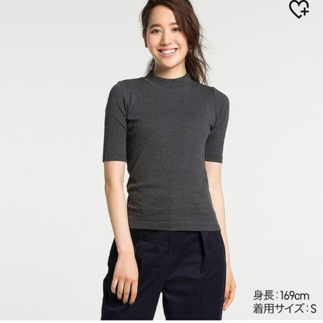 UNIQLO(ユニクロ)のリブハイネックT （5分袖） レディースのトップス(Tシャツ(半袖/袖なし))の商品写真