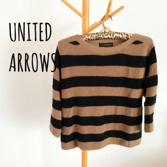 UNITED ARROWS green label relaxing(ユナイテッドアローズグリーンレーベルリラクシング)のキャメル×黒のボーダーニット レディースのトップス(ニット/セーター)の商品写真