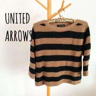 ユナイテッドアローズグリーンレーベルリラクシング(UNITED ARROWS green label relaxing)のキャメル×黒のボーダーニット(ニット/セーター)