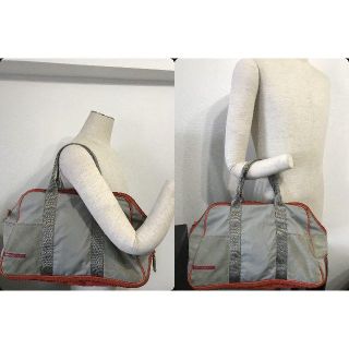 プラダ(PRADA)の●処分品～6/3●15万プラダスポーツレザートリム革マチ調整ボストンバッグ良US(ボストンバッグ)