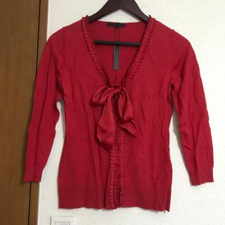 アナイ(ANAYI)のANAYI カーディガン レッド 新品タグ付き(カーディガン)