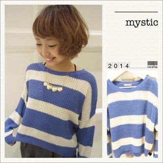 ミスティック(mystic)の新品mystic♡ボーダーニット BLU(ニット/セーター)