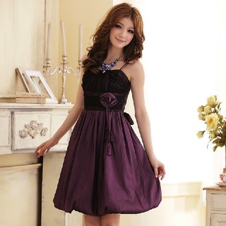LL 新品 ノースリーブパーティードレス 紫 大きいサイズ フォーマル 結婚式(ミディアムドレス)