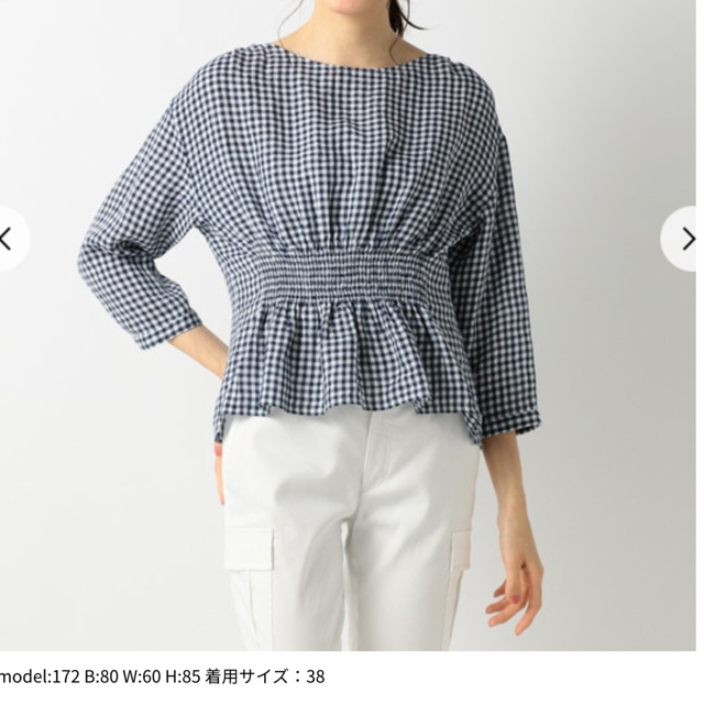 【洗える】LIBECO LINEN シャーリング ブラウス 【ネイビー】