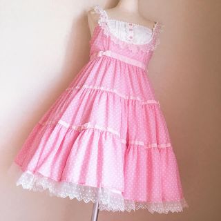 アンジェリックプリティー(Angelic Pretty)のアンジェリックプリティ   ドット シフォンワンピース ピンク jskジャンスカ(ひざ丈ワンピース)