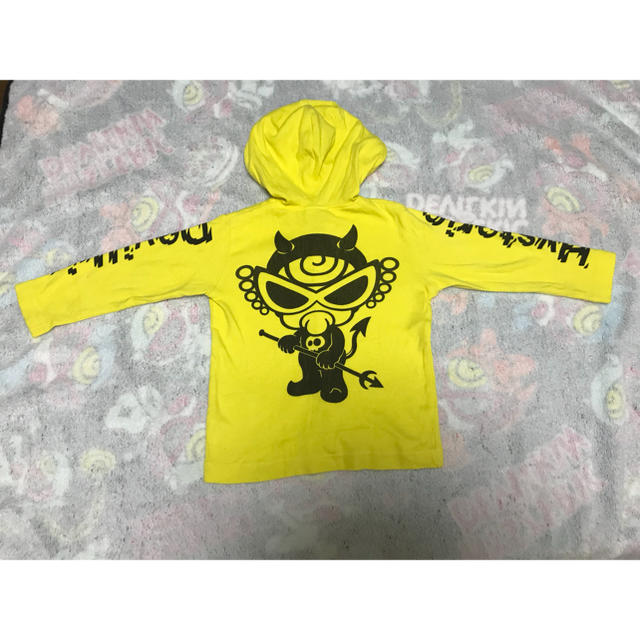 HYSTERIC MINI(ヒステリックミニ)のデビルキン、黄色カーディガン キッズ/ベビー/マタニティのベビー服(~85cm)(カーディガン/ボレロ)の商品写真