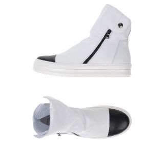 リックオウエンス(Rick Owens)の新品W DABLIUモノトーンハイカットレザーZIPスニーカー４１(スニーカー)