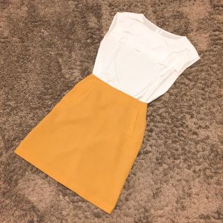 ビームス(BEAMS)の★美品★ BEAMS スカート 膝丈 黄色 春夏秋 オフィス カジュアル(ひざ丈スカート)