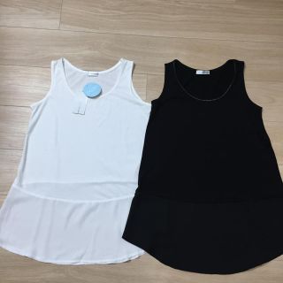 ザラ(ZARA)のフレア シフォン タンク チュニック 二枚セット(Tシャツ(半袖/袖なし))