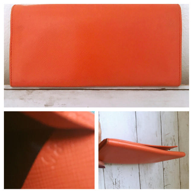 PRADA(プラダ)のPRADA 長財布 プラダ オレンジ サフィアーノ レザー  美品 正規品 レディースのファッション小物(財布)の商品写真