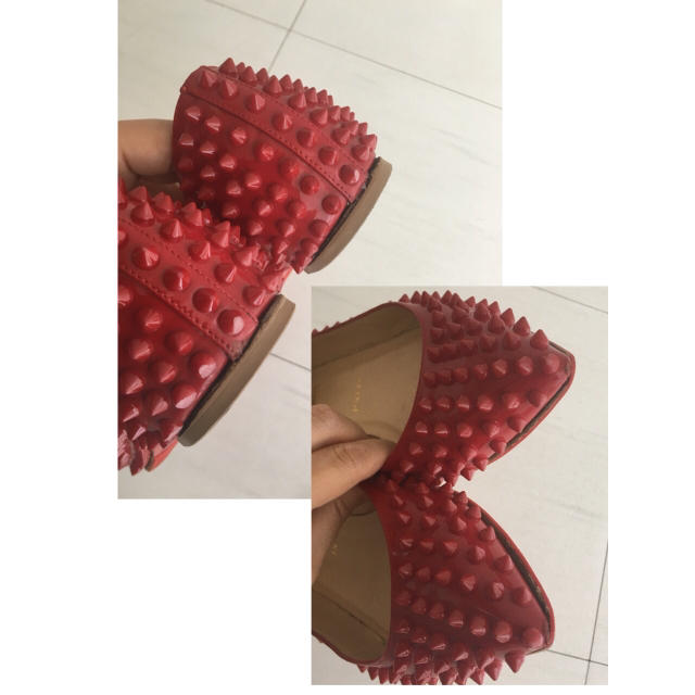 Christian Louboutin(クリスチャンルブタン)のルブタン レッド スパイク フラット 23㌢ レディースの靴/シューズ(バレエシューズ)の商品写真