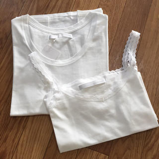 スピックアンドスパン(Spick & Span)のスピック&スパン新品ペルヴィアンコットンキャミソール・TシャツSET ホワイト(Tシャツ(半袖/袖なし))