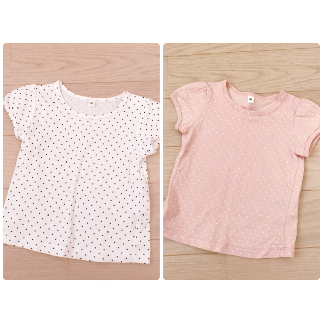 MUJI (無印良品)(ムジルシリョウヒン)のTシャツ 半袖 パフスリーブ  80 女の子  キッズ/ベビー/マタニティのベビー服(~85cm)(Ｔシャツ)の商品写真