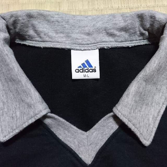 adidas(アディダス)のアディダス adidas 襟付き Tシャツ 黒×グレー×白 ユニセックス  レディースのトップス(Tシャツ(半袖/袖なし))の商品写真