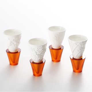 瑠璃工房 LIULI LIVING 酒杯 脚琉璃 アンバー 4ピースセット 新品(グラス/カップ)