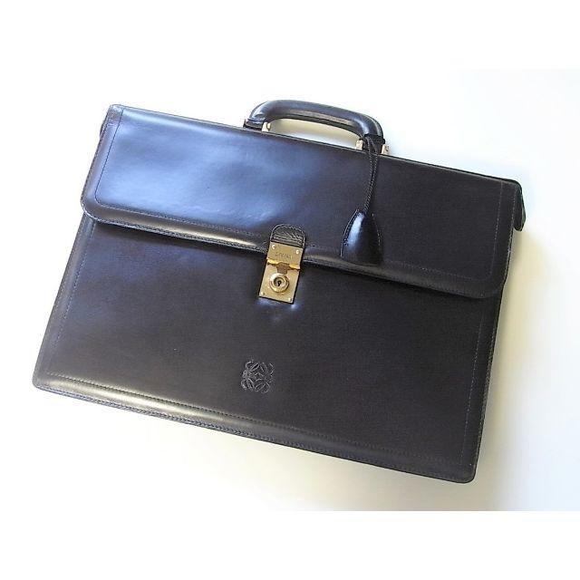 8pac様専用ロエベ LOEWE 総レザー製ビジネスバッグ ブラック 鍵付き
