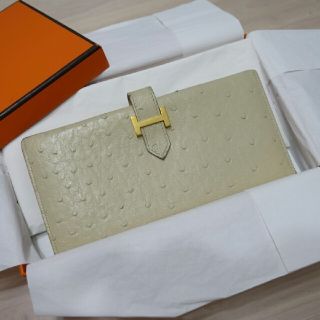 エルメス(Hermes)の【にーにー様ご専用】エルメス　ベアン　オーストリッチ(長財布)