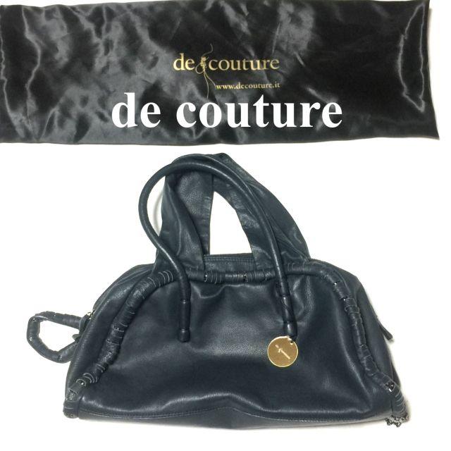 DEUXIEME CLASSE(ドゥーズィエムクラス)のde couture デ・クチュール レザー＆チェーンボストンバッグ  紺 レディースのバッグ(ボストンバッグ)の商品写真