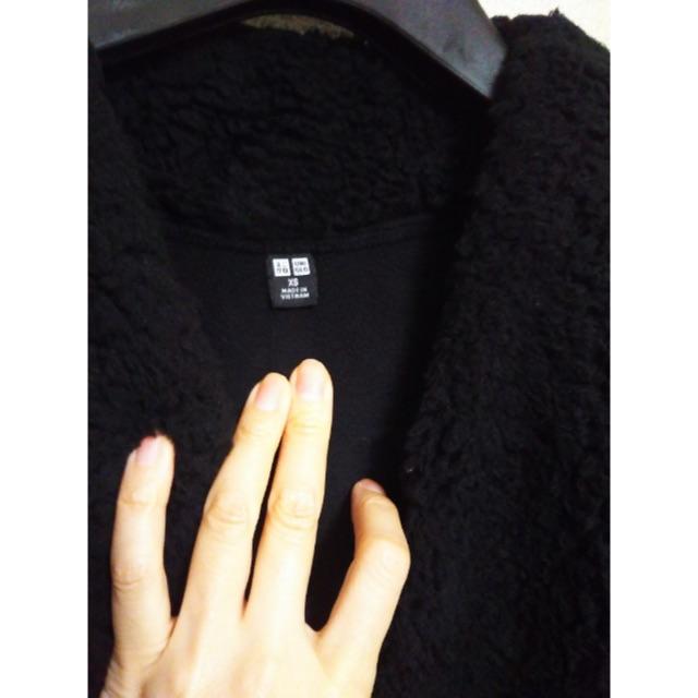 UNIQLO(ユニクロ)の♡♡♡様専用　6/16までお取り置き　ボアフリースコート 　XS　Black レディースのジャケット/アウター(ロングコート)の商品写真