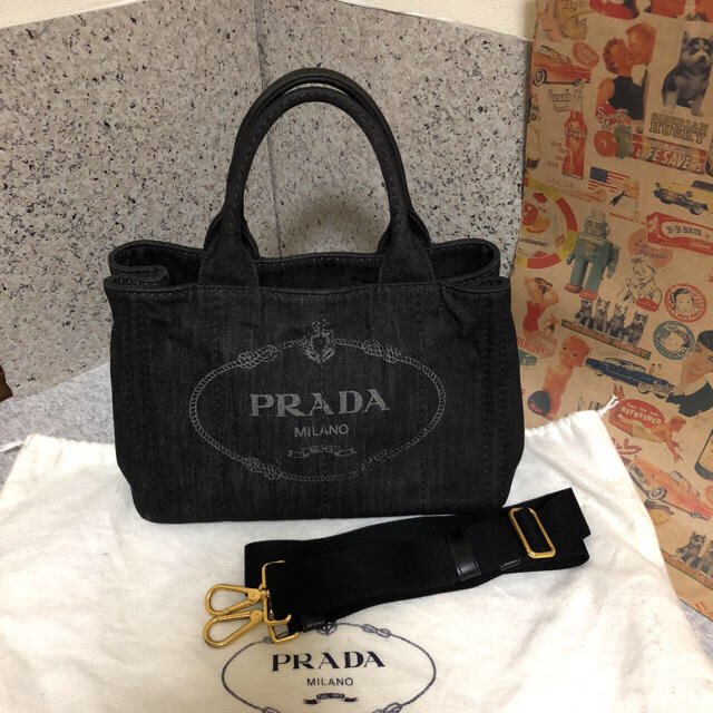 PRADA(プラダ)のＰＲＡＤＡ カナパ２wayデニムバッグ/ ショルダーストラップ(中古品) レディースのバッグ(ショルダーバッグ)の商品写真