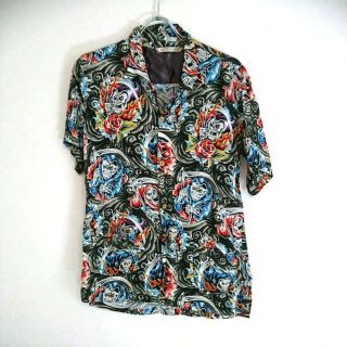 ヒステリックグラマー(HYSTERIC GLAMOUR)のヒステリックグラマー ドクロ総柄 レーヨン アロハシャツ F(シャツ)