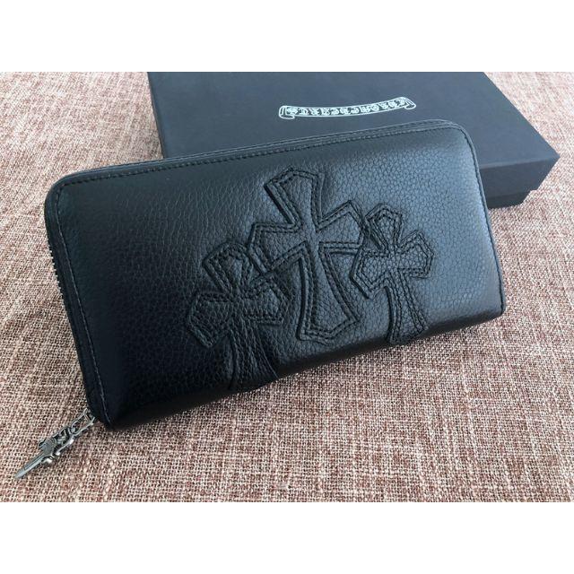 Chrome Hearts(クロムハーツ)の【オガオガ様専用】E定番レザー財布ファスナー開閉 　BLACK レディースのファッション小物(財布)の商品写真