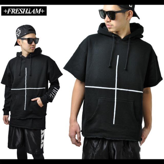 HOOD BY AIR.(フードバイエアー)の新品FRESH.i.AMオーバーサイズ半袖スウエットパーカーS メンズのトップス(スウェット)の商品写真