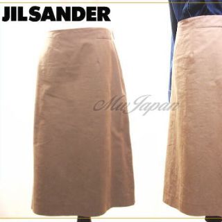 ジルサンダー(Jil Sander)のジルサンダーJIL SANDERコットン膝丈スカート*ベージュ(ひざ丈スカート)