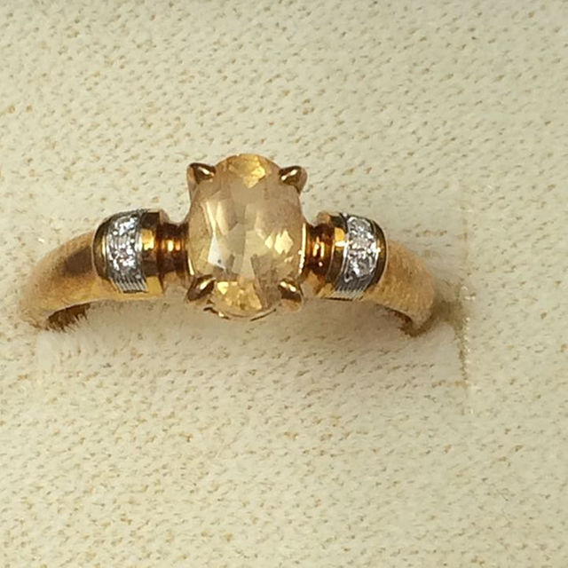 18k pt900 ダイヤ&シトリン リング 指輪 レディースのアクセサリー(リング(指輪))の商品写真