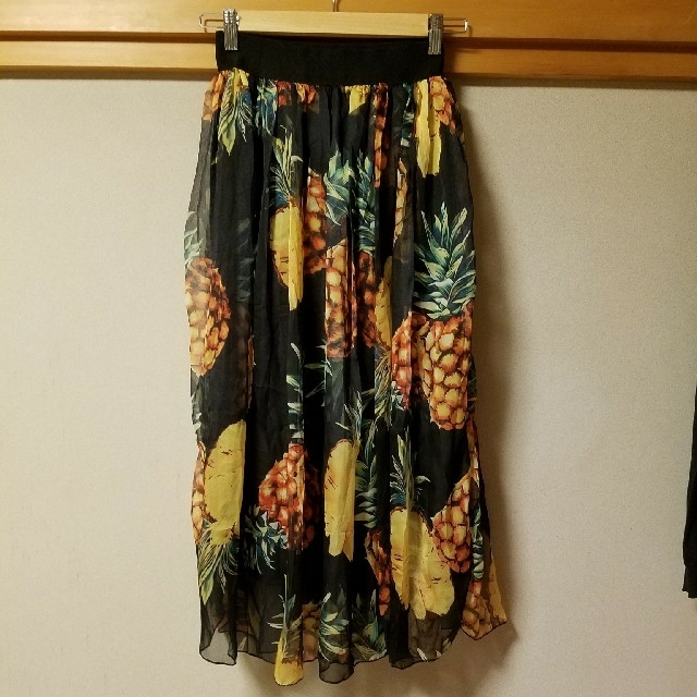 パイナップル柄 シフォンスカート レディースのスカート(ロングスカート)の商品写真