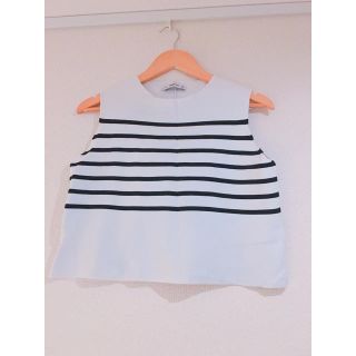 ザラ(ZARA)の【ZARA】ボーダーノースリーブ 美品(Tシャツ(半袖/袖なし))