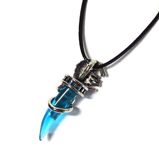 牙×龍モチーフネックレス シルバー×ブルー メンズアクセサリーの通販