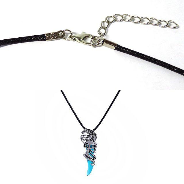 牙×龍モチーフネックレス シルバー×ブルー メンズアクセサリーの通販