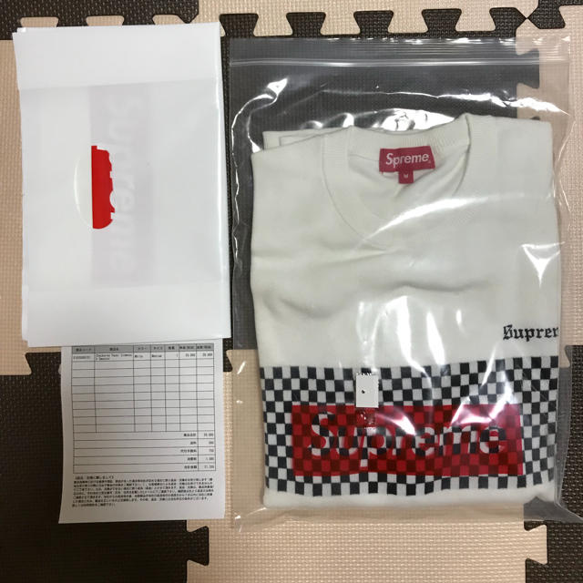 supreme Checkered Panel Crewneck Sweater 1