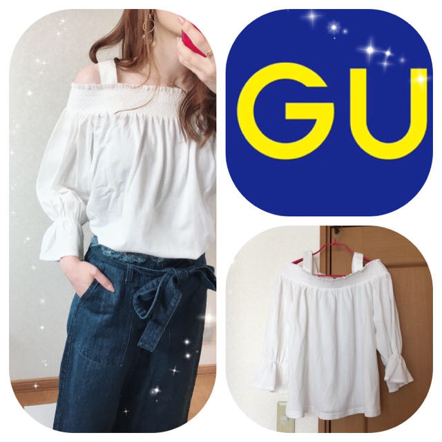 Gu Gu 2wayオフショルダーt 7分袖 の通販 By ʕ ʕ ʔ ʔ ʕ ʔ ジーユーならラクマ