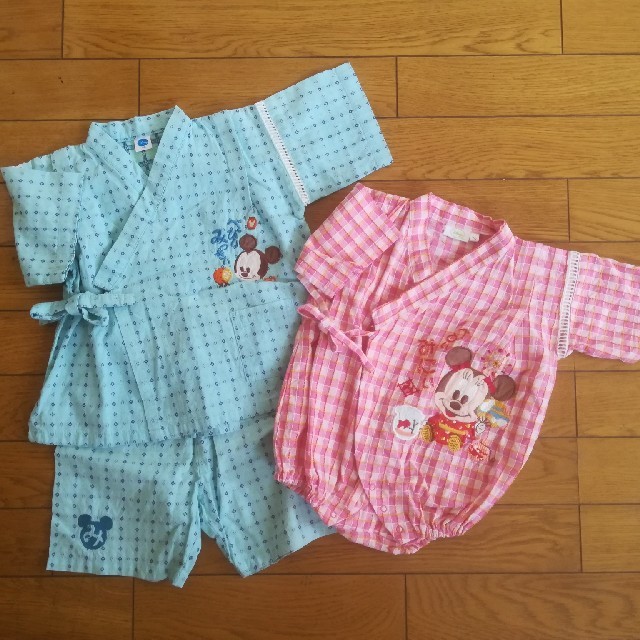 お揃い★ミッキー&ミニー甚平 キッズ/ベビー/マタニティのキッズ服男の子用(90cm~)(甚平/浴衣)の商品写真