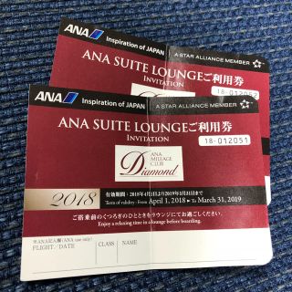 エーエヌエー(ゼンニッポンクウユ)(ANA(全日本空輸))のANA 全日空 スイートラウンジ  ご利用券 二枚(その他)