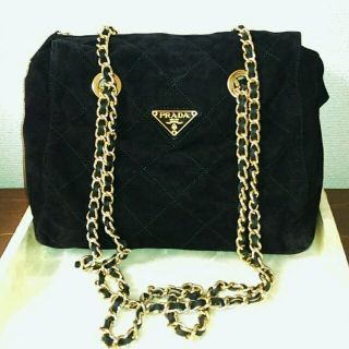 プラダ(PRADA)のプラダ本革キルティングチェーン黒バッグ(ショルダーバッグ)