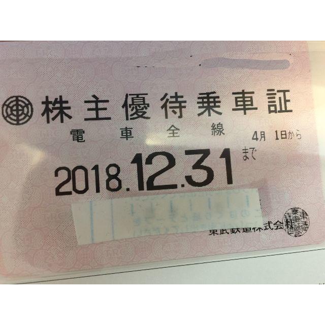 東武鉄道　株主優待乗車証　2018.12.31まで　全線乗り放題定期券