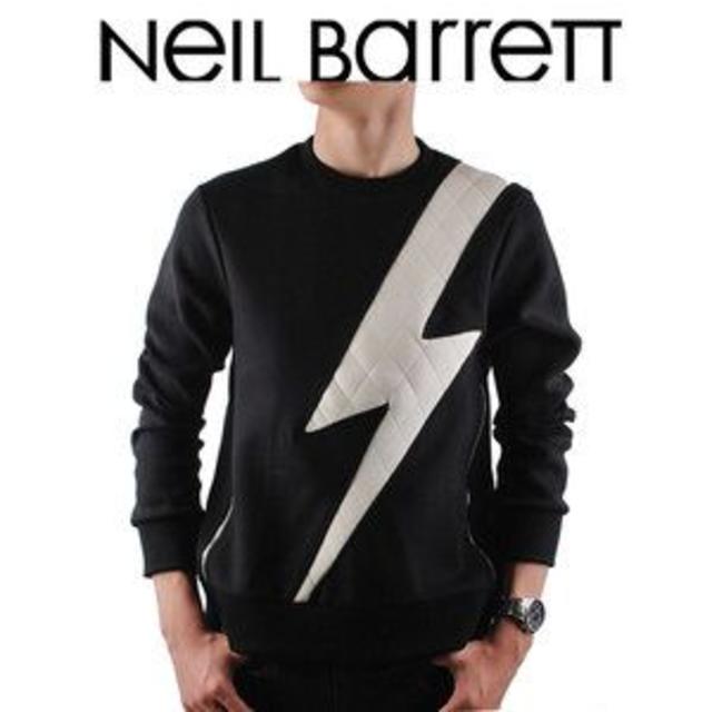 NEIL BARRETT(ニールバレット)の中古美品NEIL BARETTキルティングレザーネオプレンサンダースウエット メンズのトップス(スウェット)の商品写真