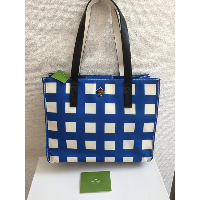 kate spade new york(ケイトスペードニューヨーク)の新品 ケイトスペード  トートバッグ ブルー チェック レディースのバッグ(トートバッグ)の商品写真