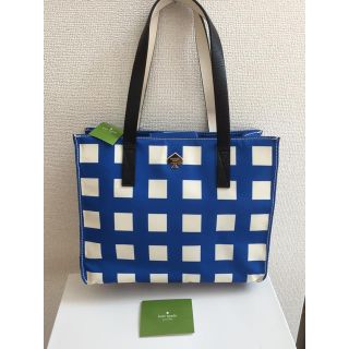 ケイトスペードニューヨーク(kate spade new york)の新品 ケイトスペード  トートバッグ ブルー チェック(トートバッグ)