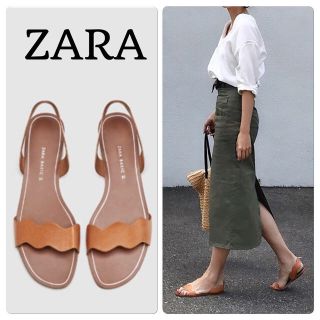 ザラ(ZARA)の新品 完売 ZARA ウエーブ ストラップ サンダル 37(サンダル)