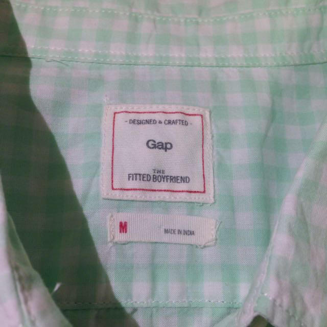 GAP(ギャップ)のGAP＊ミント色ギンガムチェックシャツ レディースのトップス(シャツ/ブラウス(長袖/七分))の商品写真